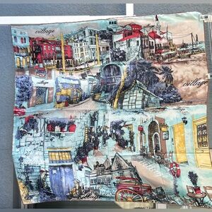 Paolina Cityscape Print Scarf Colorful Paris Italy Streets Lightweight 35x34